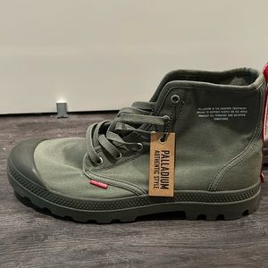 Palladium army green high top sneakers